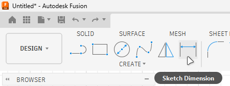 <p><strong>1.</strong> Sketch Dimension tool.</p>