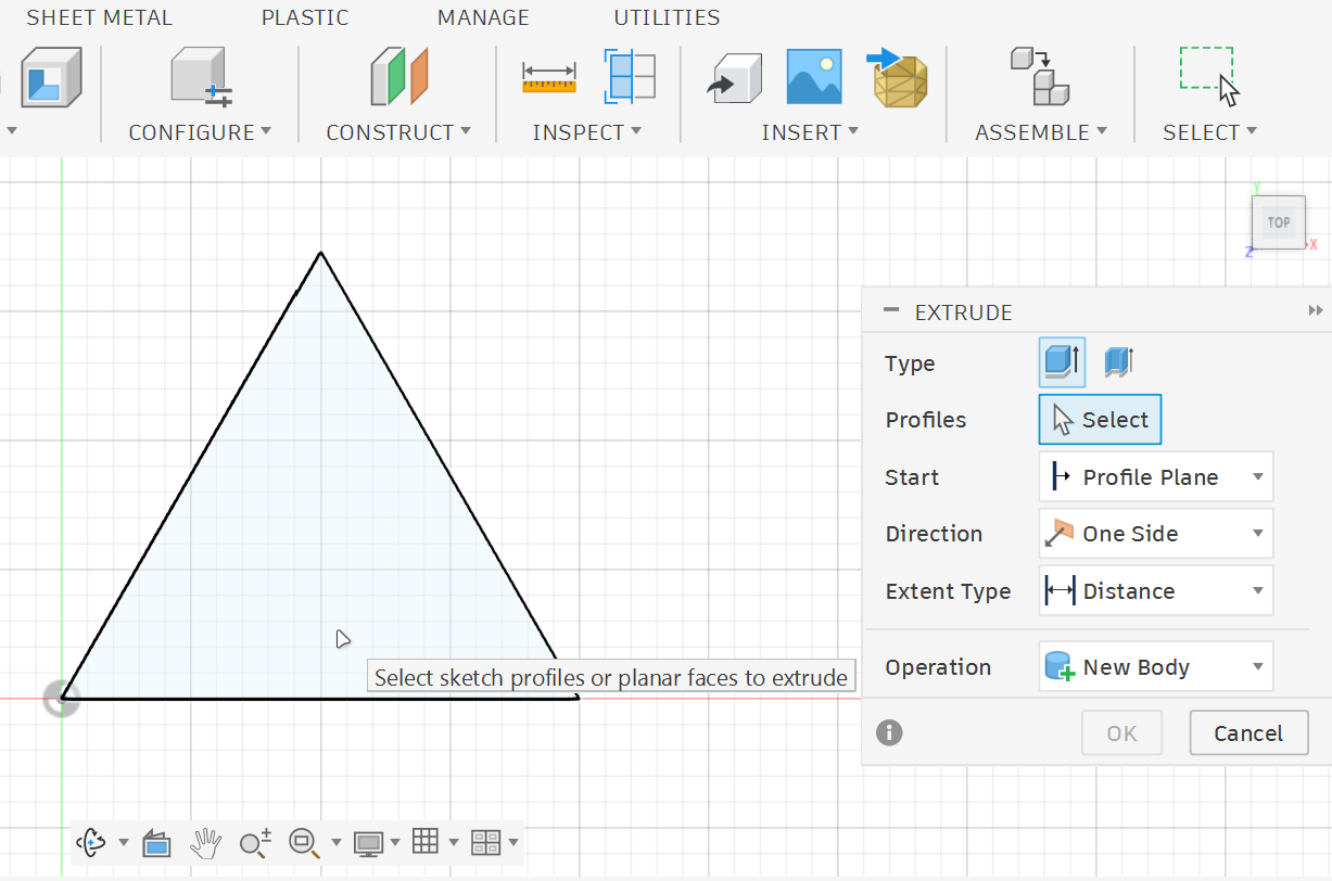<p><strong>1.</strong> Select the closed triangle profile if not selected.</p>