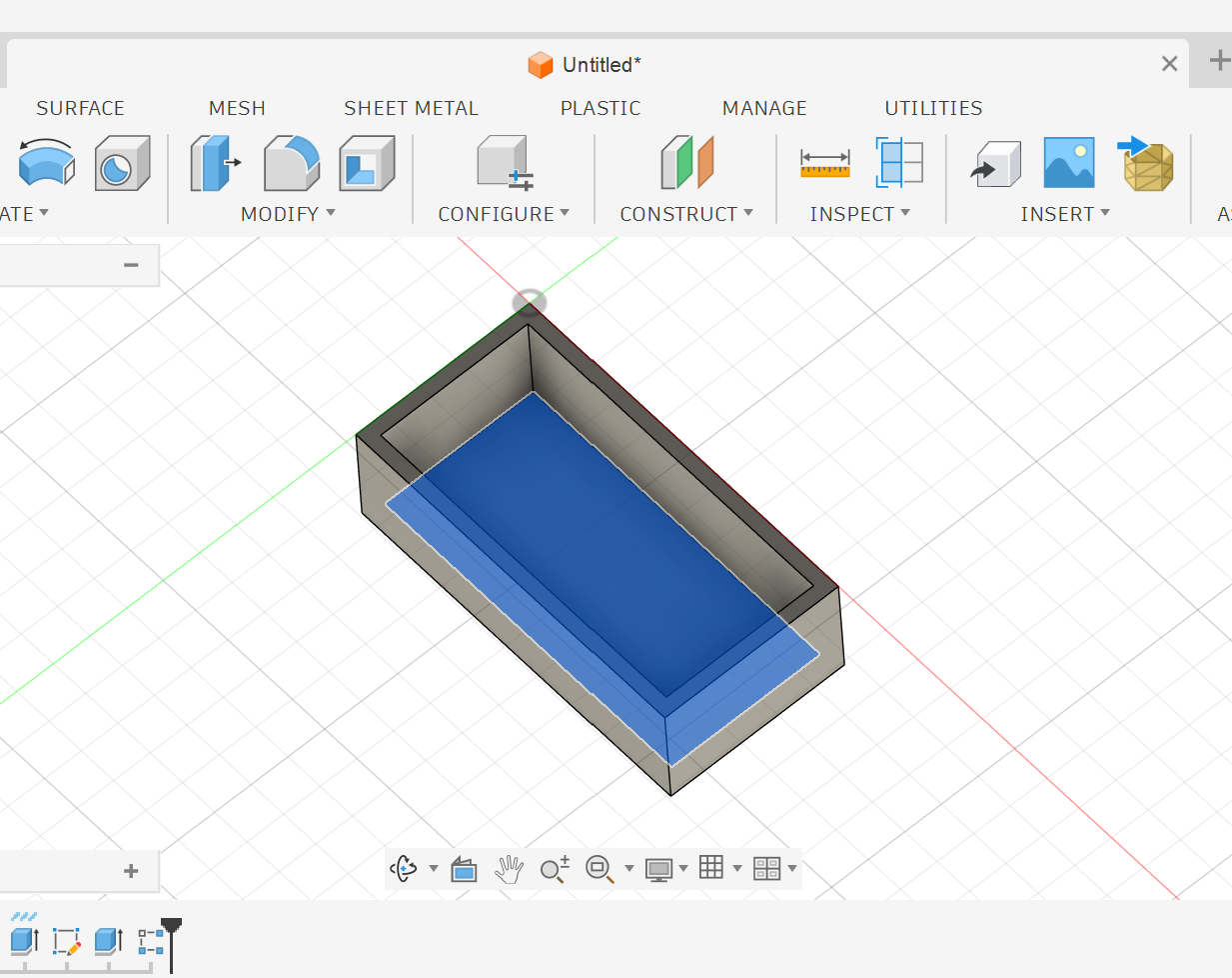 <p><strong>1.</strong> Create a sketch inside the bottom area.</p>