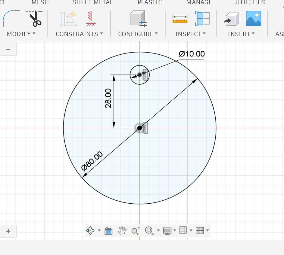 <p><strong>2.</strong> Draw the first small circle.</p>
