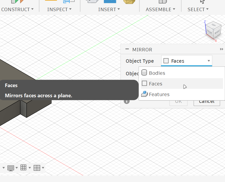 <p><strong>3. </strong>Set the Object Type to Faces.</p>