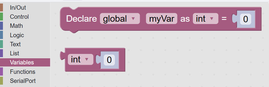 <p>Variables Category Panel</p>